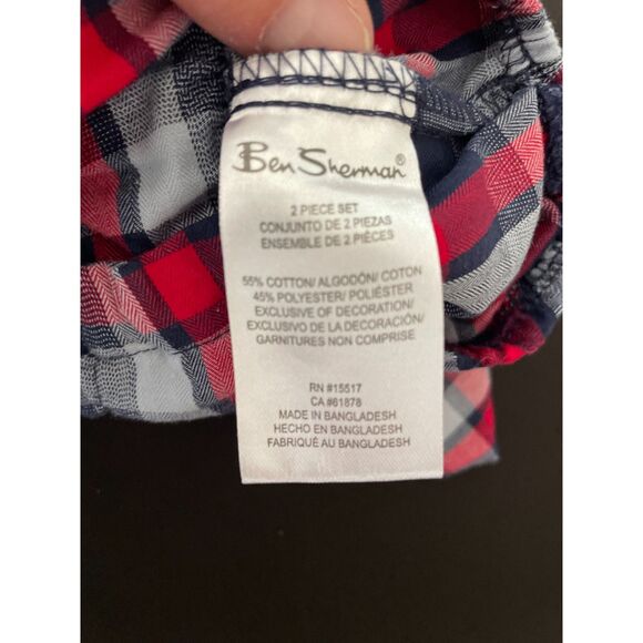 ~ Ben Sherman 3-6 mo Plaid Shirt Red / Blue / Navy Onesie Collar Buttons Cotton - Picture 11 of 11